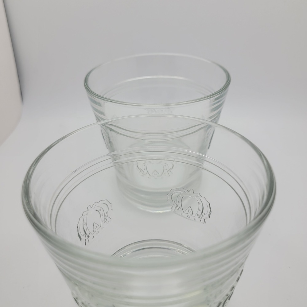 Crown Royal Set of 2 Lowball Whiskey Glass w Embossed Crowns 3.25" ITALY Tapered - Picture 3 of 5